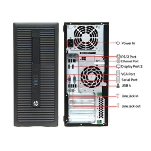 Hp EliteDesk 800 G1 Tower Desktop Computer PC (Intel core i5 - 4th Gen up to 3.60 GHz/ 8GB - 32GB RAM/ 256GB - 1TB SSD/ Windows 10 Pro) Keyboard and Mouse/ WIFI/ Bluetooth - Refurbished