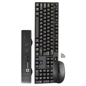 HP EliteDesk 800 G1 Mini Home/ Office Desktop Computer Tiny PC (Intel Core i5 up to 3.60 GHz CPU/ 8GB - 16GB RAM/ 256GB - 1TB SSD/ Windows 10 Pro/ Wireless Keyboard Mouse/ WIFI/ Bluetooth) - Refurbished
