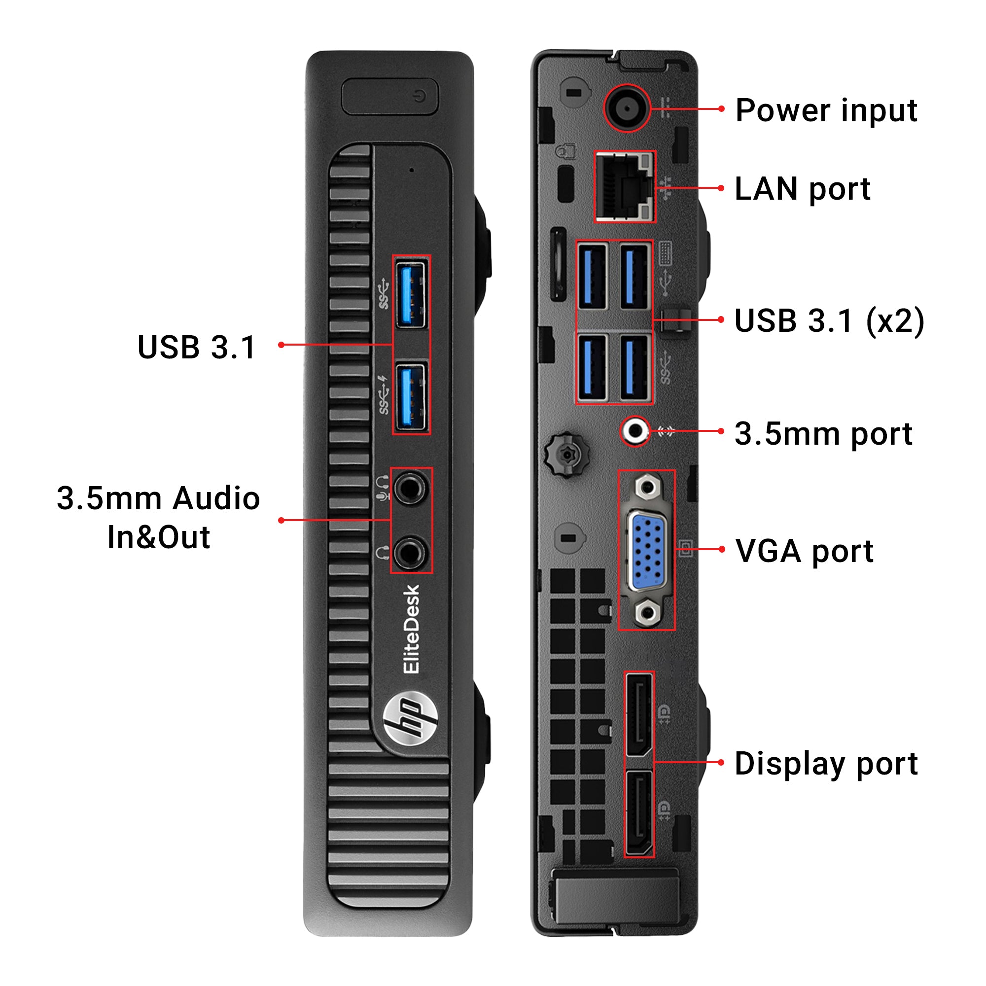 HP EliteDesk 800 G1 Mini Home/ Office Desktop Computer Tiny PC (Intel Core i5 up to 3.60 GHz CPU/ 8GB - 16GB RAM/ 256GB - 1TB SSD/ Windows 10 Pro/ Wireless Keyboard Mouse/ WIFI/ Bluetooth) - Refurbished