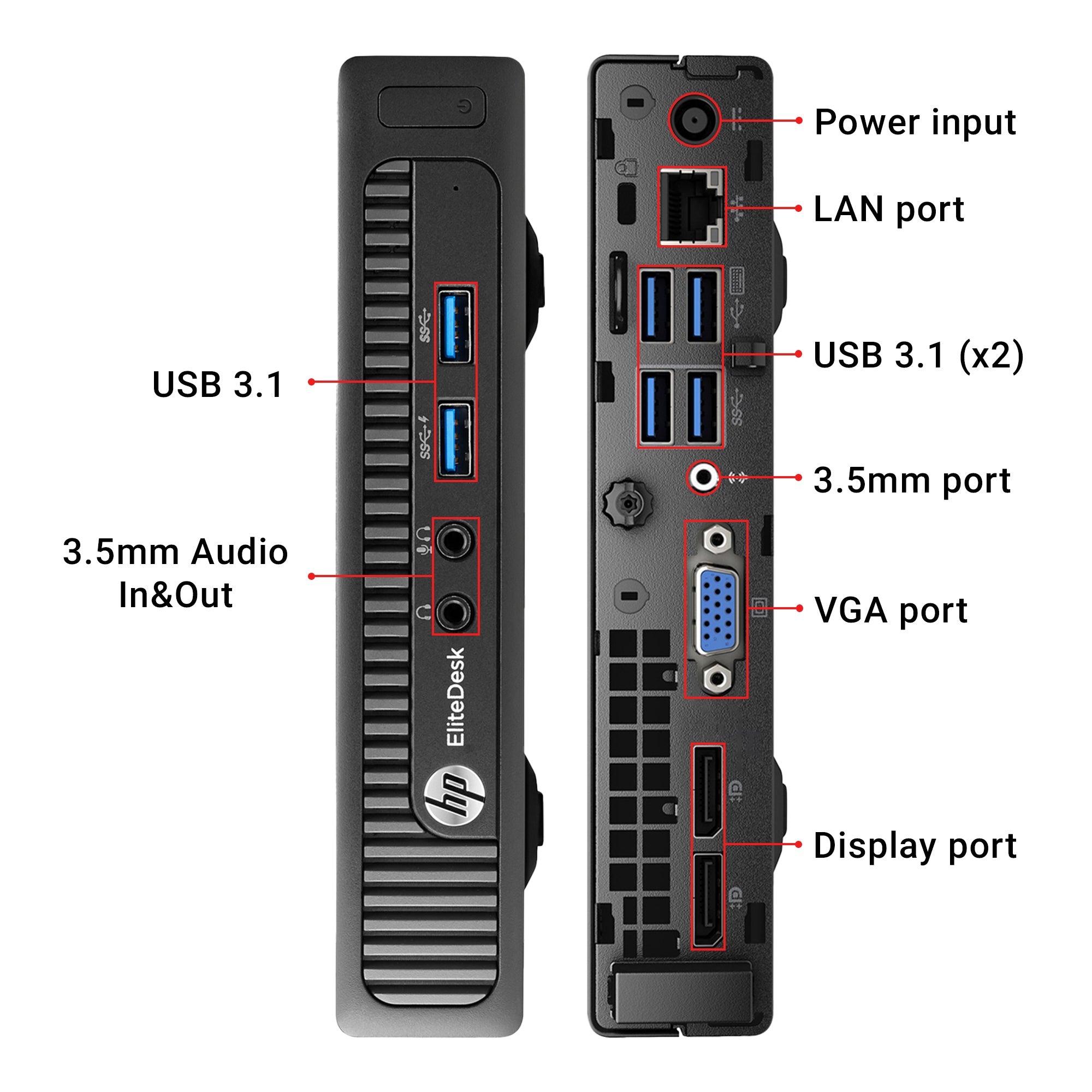 HP EliteDesk 800 G1 Mini Home/ Office Desktop Computer Tiny PC (Intel Core i5  up to 3.60 GHz CPU/ 8GB - 16GB RAM/ 256GB - 1TB SSD/ Windows 10 Pro/ Wireless Keyboard Mouse/ WIFI/ Bluetooth) - Refurbished