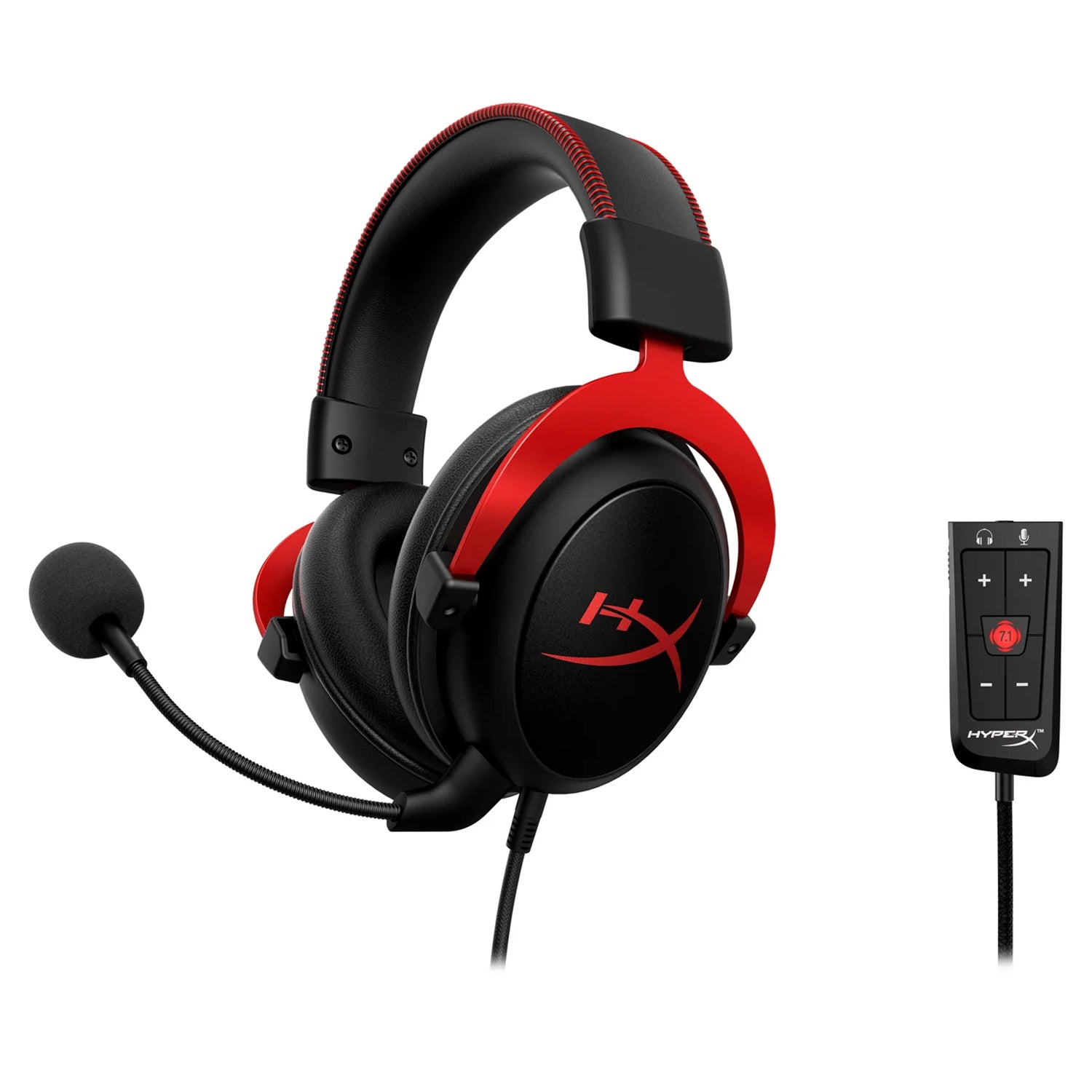 HyperX Cloud II – Wired Gaming Headset for PC, Active Noise Cancellation, Durable Aluminum Frame, Detachable Microphone, Compatibility With PC, PS5, PS4, Black-Red