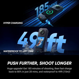 Insta360 Camera X5 Standard Bundle - Waterproof 8K 360 Action Camera, Built-in Wind Guard, Invisible Selfie Stick Effect With Replaceable Lens Guards (CINSAAHA-X501)