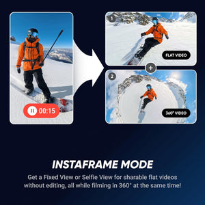 Insta360 Camera X5 Standard Bundle - Waterproof 8K 360 Action Camera, Built-in Wind Guard, Invisible Selfie Stick Effect With Replaceable Lens Guards (CINSAAHA-X501)