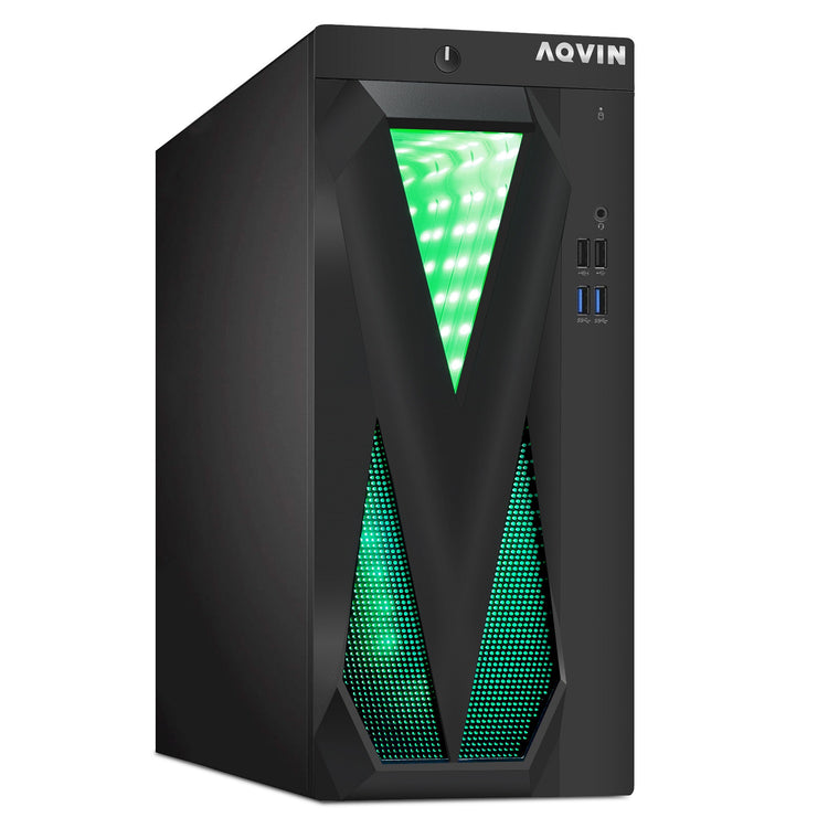 AQVIN Gaming Desktop Computer Tower PC, Intel Core i5 - i7 8th Gen CPU,  32GB DDR4 RAM, 1TB SSD Storage, RX 550/GTX1630/1050Ti/1650, Windows 11 Pro, RGB Keyboard and Mouse - Refurbished