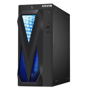 Gaming Desktop AQVIN Computer Tower PC, Intel Core i7 - 6th/ 7th CPU, 32GB DDR4 RAM, 1TB SSD Storage, RX 550/GTX1630/1050Ti/1650, Windows 10 Pro, RGB Keyboard and Mouse - Refurbished
