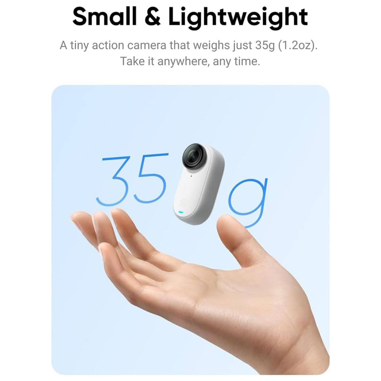 Insta360 GO 3 (Arctic White) - 64GB Storage Tiny Mighty 2.7K Action Vlogging Camera, Portable And Mount AnyWhere, IPX8 Waterproof Up to 16ft - (CINSABKA_GO301)