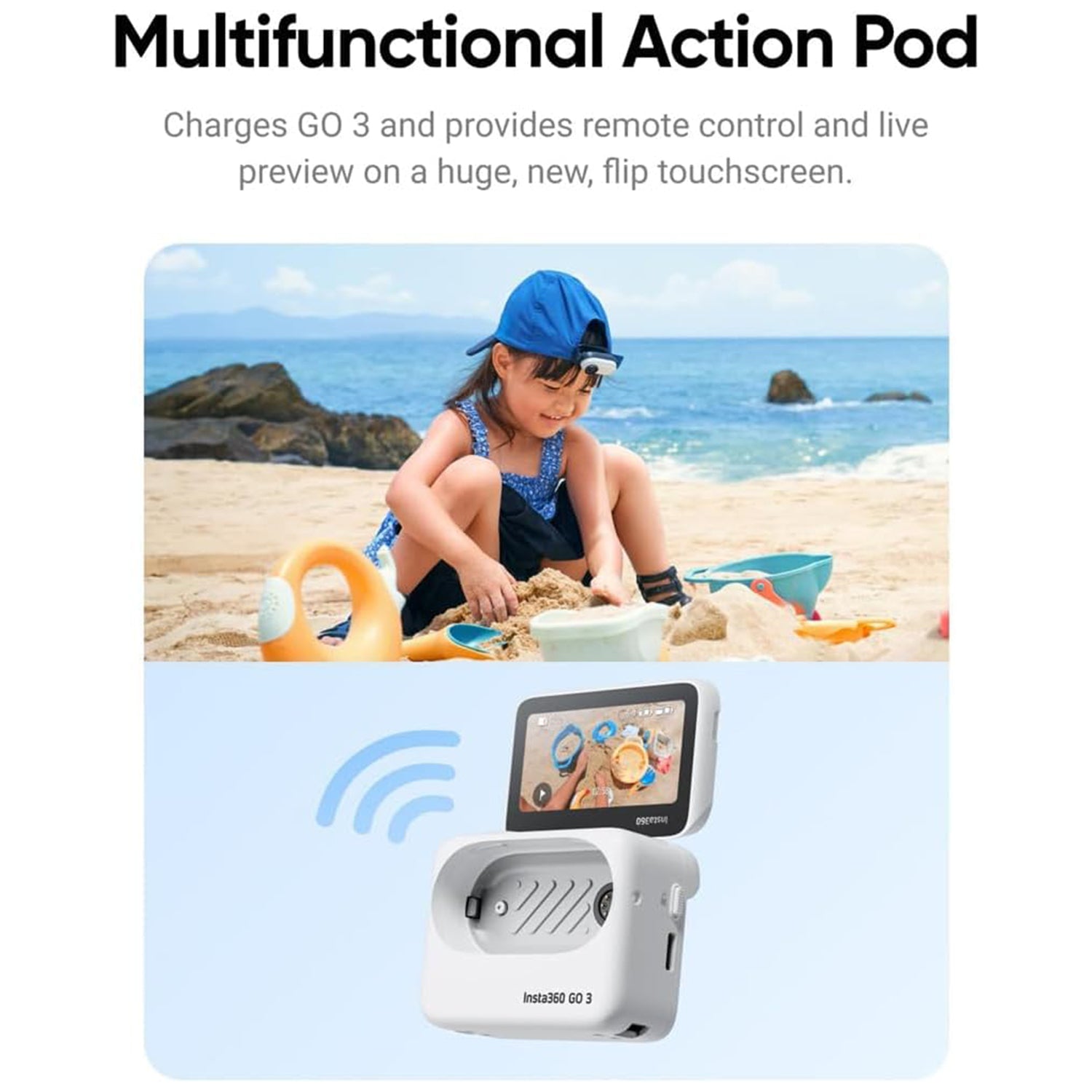 Insta360 GO 3 (Arctic White) - 64GB Storage Tiny Mighty 2.7K Action Vlogging Camera, Portable And Mount AnyWhere, IPX8 Waterproof Up to 16ft - (CINSABKA_GO301)