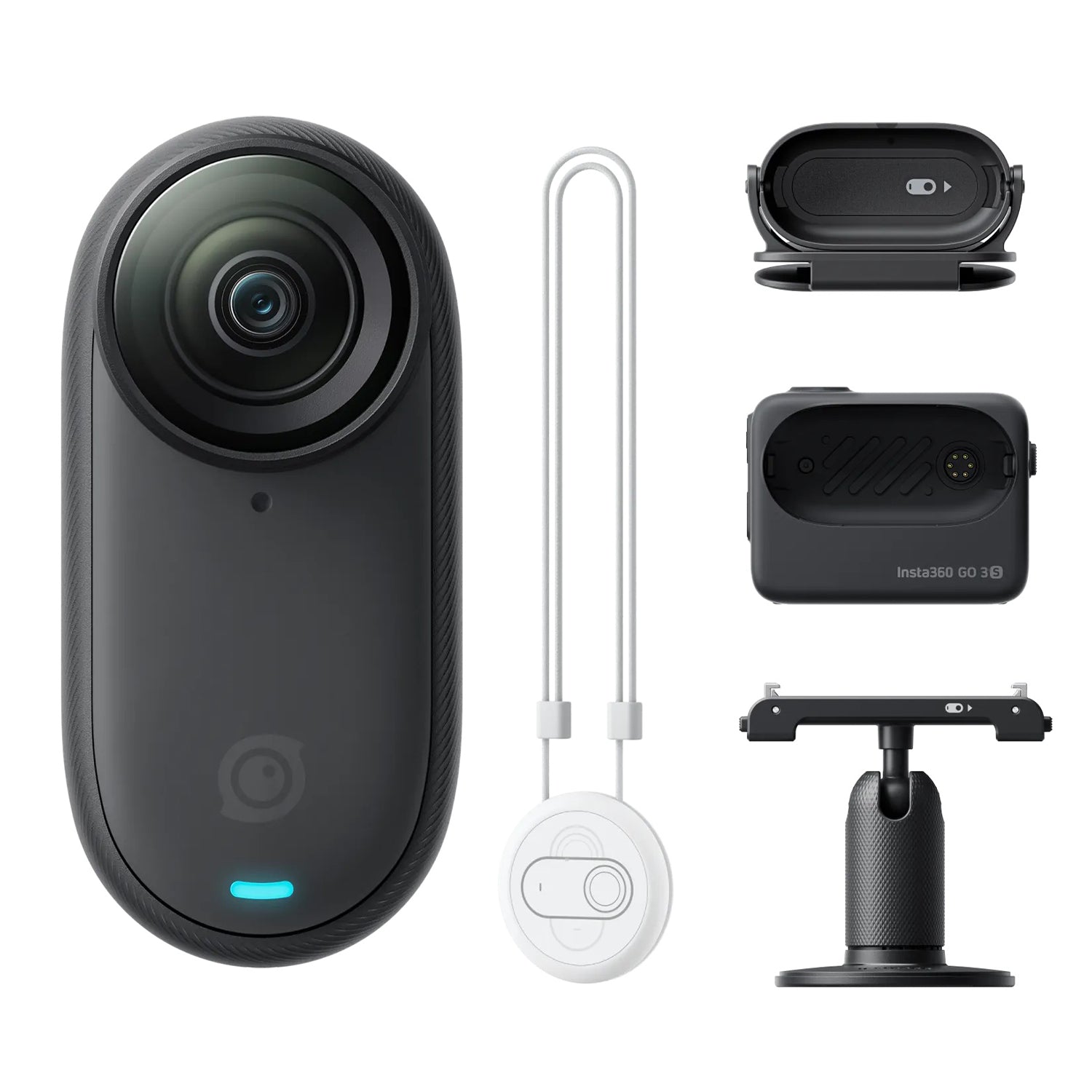Insta360 GO 3S Standard Bundle - 64GB - 128GB Storage Tiny Mighty 4K Action Camera, Portable And Mount AnyWhere - Arctic White / Midnight Black
