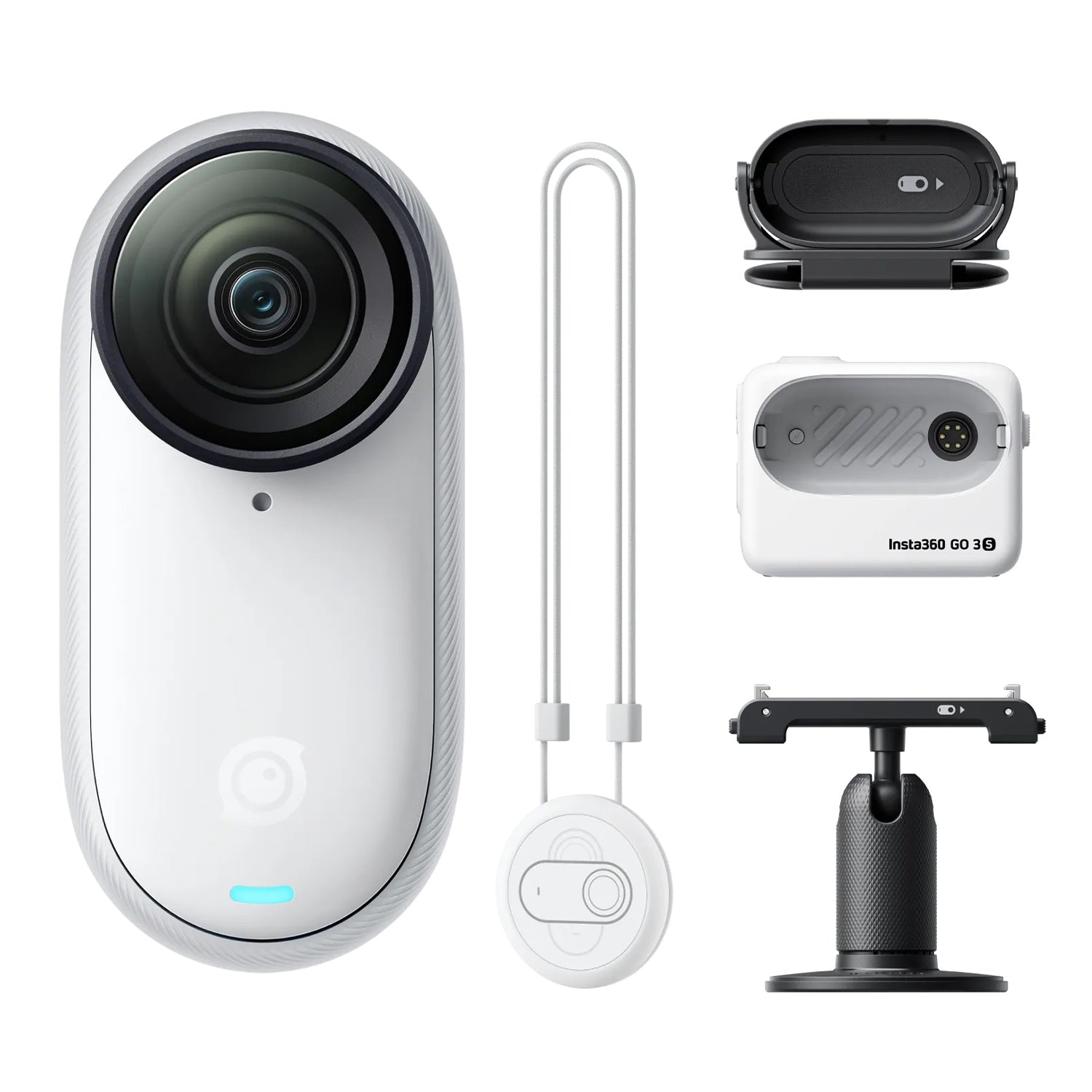 Insta360 GO 3S Standard Bundle - 64GB - 128GB Storage Tiny Mighty 4K Action Camera, Portable And Mount AnyWhere - Arctic White / Midnight Black