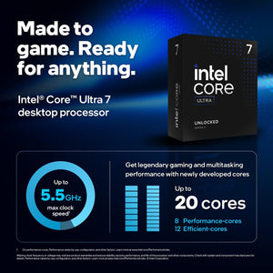 Intel Core Ultra 7 Processor 265K - 20 Cores(8P+12E) Up to 5.50 GHz, 30 MB Intel Smart Cache, LGA 1851 - BX80768265K