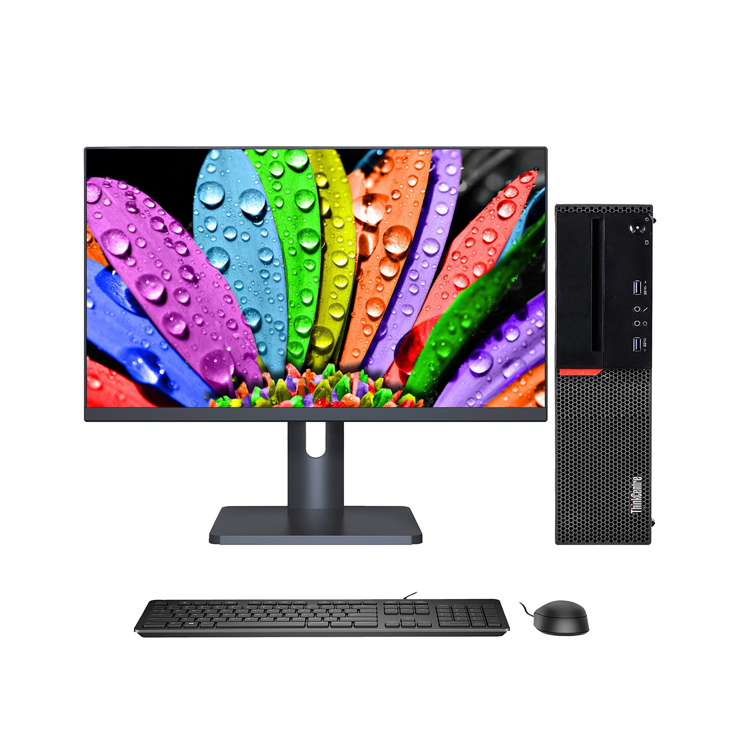 Lenovo Desktop Monitor Combo - Intel Core i5 Processor, 8GB - 32GB DDR4 RAM, 256GB - 2TB SSD, Windows 10 Pro, New 24 inch/ 27 inch Flat Screen, WIFI, Bluetooth - Refurbished