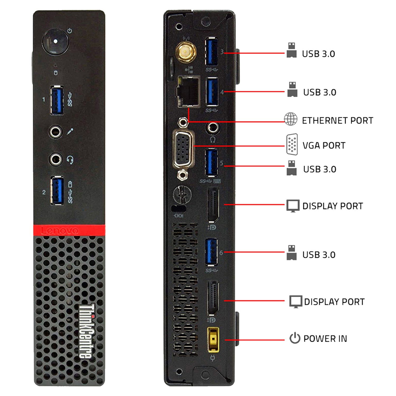 Lenovo ThinkCentre M900 Tiny Desktop Computer Micro PC | Intel Core i5 Processor | 16GB - 32GB DDR4 RAM | 512GB - 2TB SSD | Windows 10 Pro | WIFI + Bluetooth Adapter - Refurbished