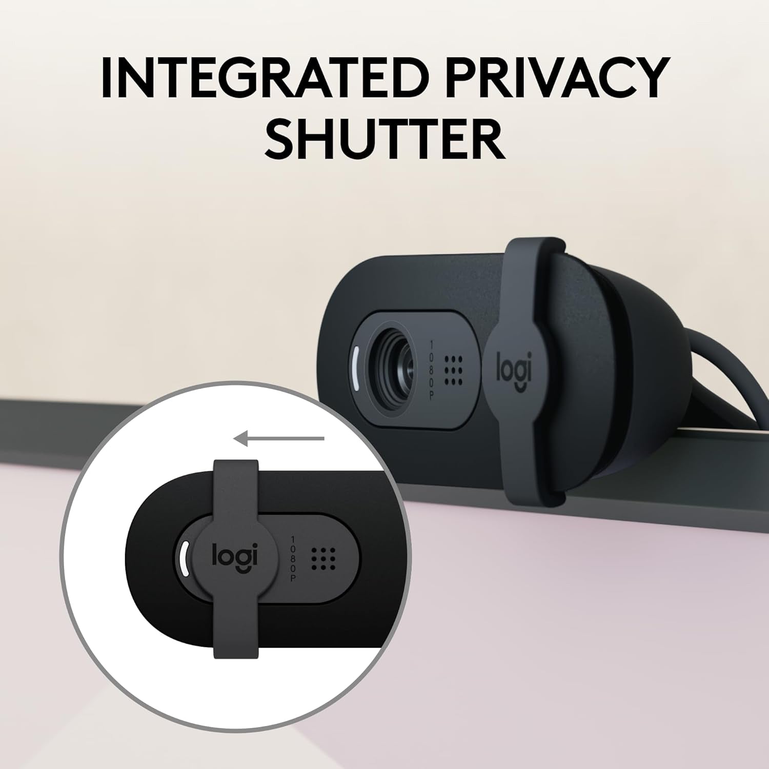 Logitech Brio 101 Full HD 1080p Webcam Made for Meetings and Works for Streaming, Works with Zoom, Microsoft Teams, Auto-light balance, Built-in Mic, Shutter - Black