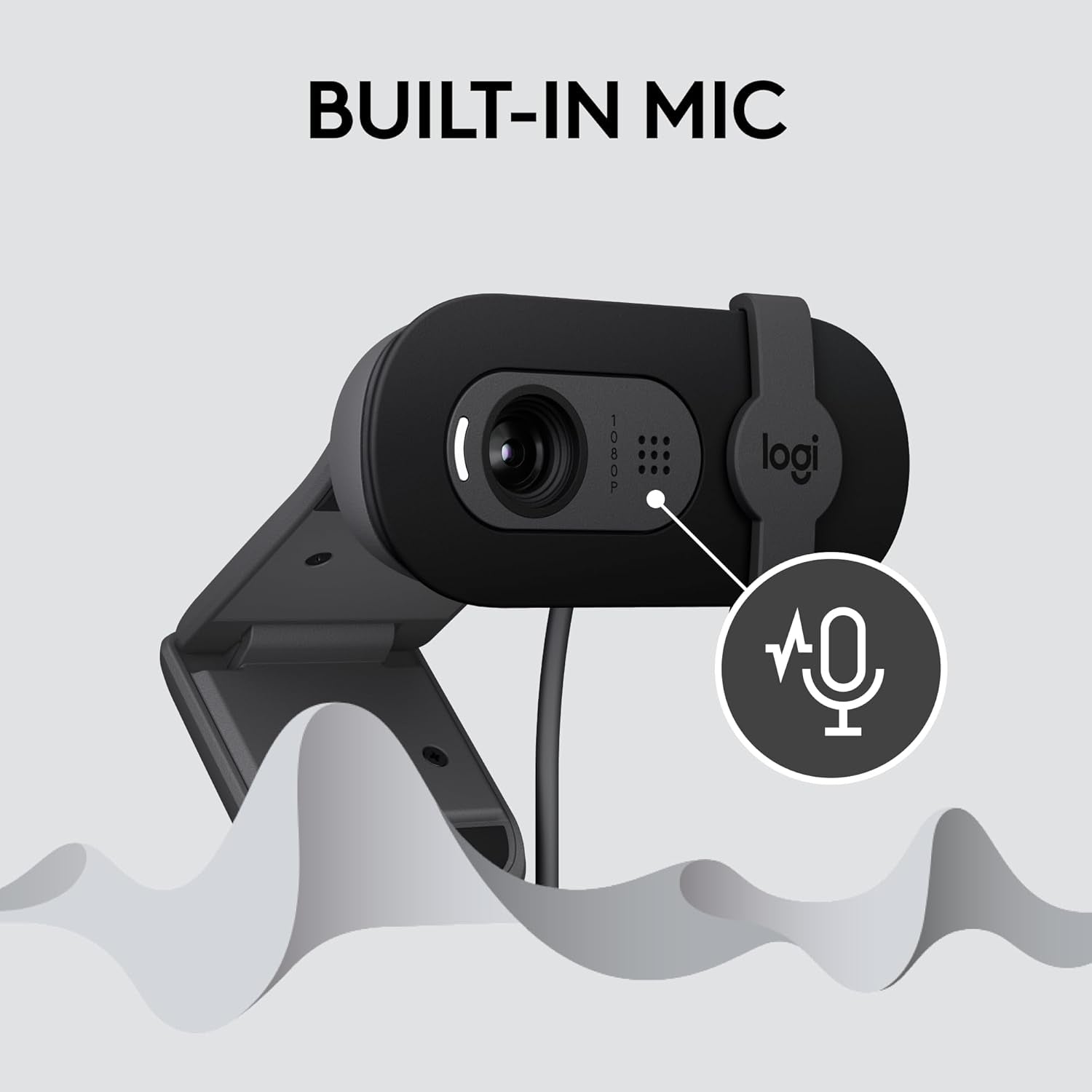 Logitech Brio 101 Full HD 1080p Webcam Made for Meetings and Works for Streaming, Works with Zoom, Microsoft Teams, Auto-light balance, Built-in Mic, Shutter - Black