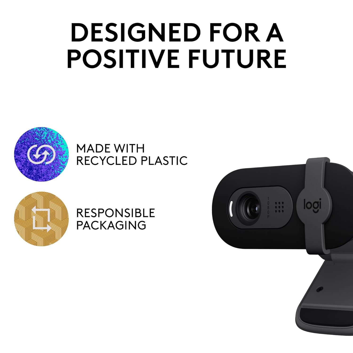 Logitech Brio 101 Full HD 1080p Webcam Made for Meetings and Works for Streaming, Works with Zoom, Microsoft Teams, Auto-light balance, Built-in Mic, Shutter - Black