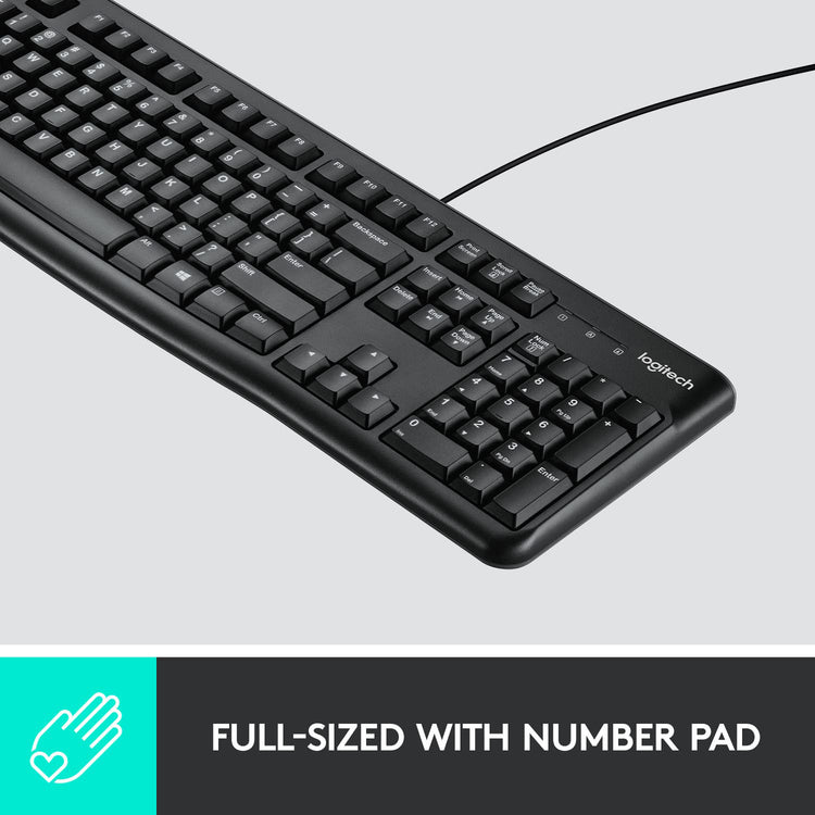 Logitech MK120 USB Keyboard and Mouse combo - Spill Resistant Design, Optical mouse, USB Plug-and-Play, Compatible with PC & Laptop (920-002565)