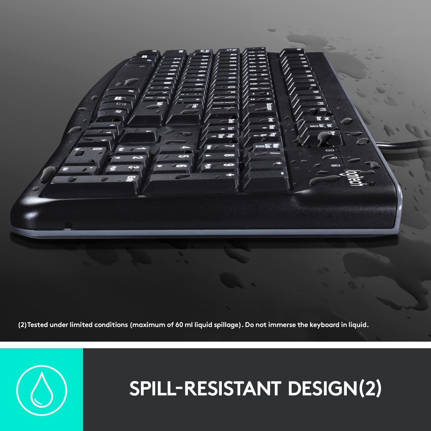 Logitech MK120 USB Keyboard and Mouse combo - Spill Resistant Design, Optical mouse, USB Plug-and-Play, Compatible with PC & Laptop (920-002565)