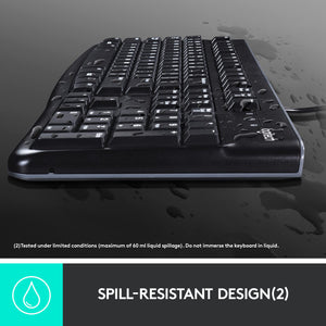 Logitech MK120 USB Keyboard and Mouse combo - Spill Resistant Design, Optical mouse, USB Plug-and-Play, Compatible with PC & Laptop (920-002565)
