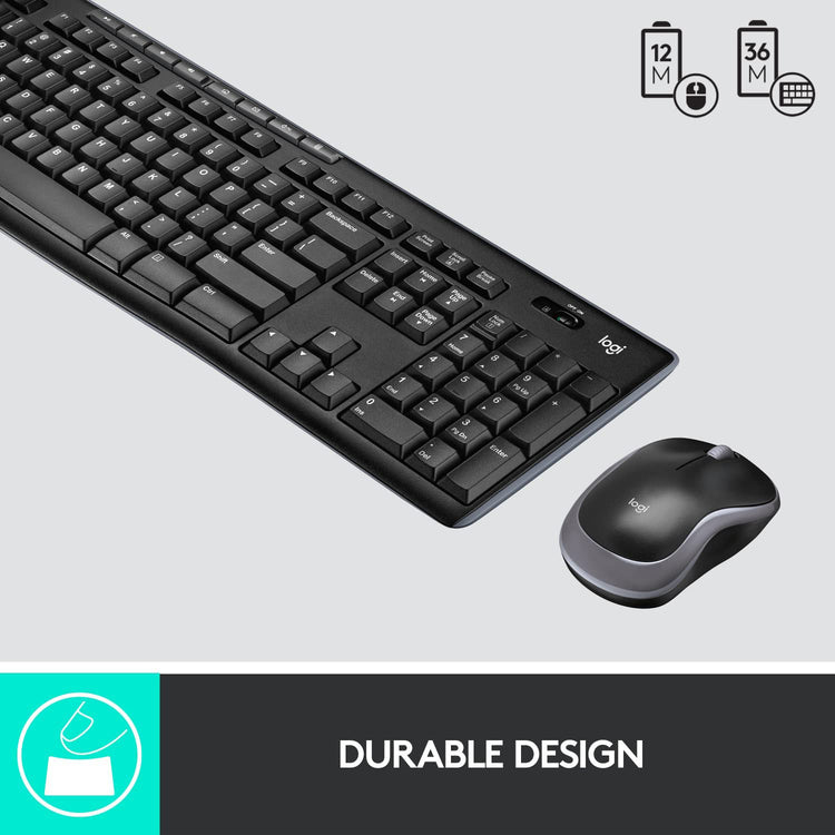 Logitech MK270 Wireless Keyboard and Mouse Combo for Windows and Chrome OS, 2.4 GHz Wireless, Optical Mouse - Compatible with PC & Laptop
