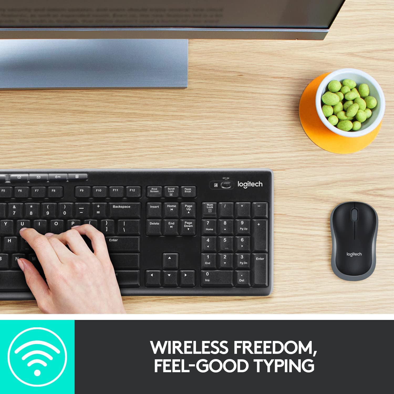 Logitech MK270 Wireless Keyboard and Mouse Combo for Windows and Chrome OS, 2.4 GHz Wireless, Optical Mouse - Compatible with PC & Laptop