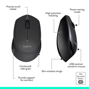 Logitech MK345 Comfort Wireless Keyboard and Mouse Combo For Windows and Chrome OS - Spill Resistant Design, 2.4GHz Wireless USB Receiver | Black - (920-006481)