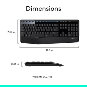 Logitech MK345 Comfort Wireless Keyboard and Mouse Combo For Windows and Chrome OS - Spill Resistant Design, 2.4GHz Wireless USB Receiver | Black - (920-006481)