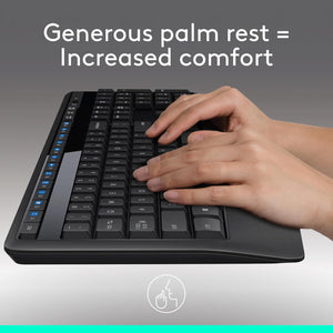 Logitech MK345 Comfort Wireless Keyboard and Mouse Combo For Windows and Chrome OS - Spill Resistant Design, 2.4GHz Wireless USB Receiver | Black - (920-006481)