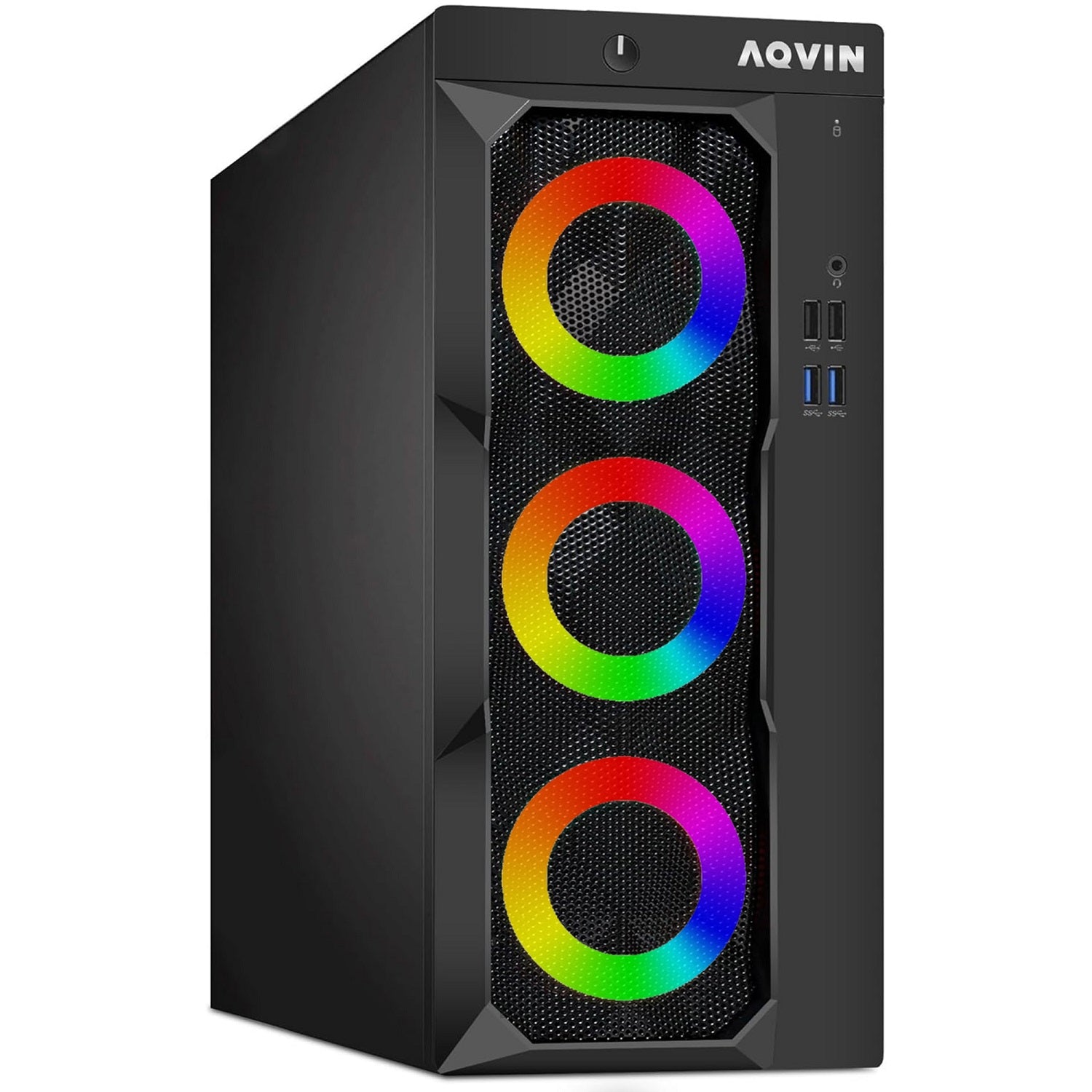 Gaming Desktop AQVIN Computer Tower PC, Intel Core i7 - 6th/ 7th CPU,  32GB DDR4 RAM, 1TB SSD Storage, RX 550/GTX1630/1050Ti/1650, Windows 10 Pro, RGB Keyboard and Mouse - Refurbished