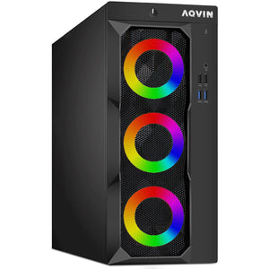 Gaming Desktop AQVIN Computer Tower PC, Intel Core i7 - 6th/ 7th CPU, 32GB DDR4 RAM, 1TB SSD Storage, RX 550/GTX1630/1050Ti/1650, Windows 10 Pro, RGB Keyboard and Mouse - Refurbished