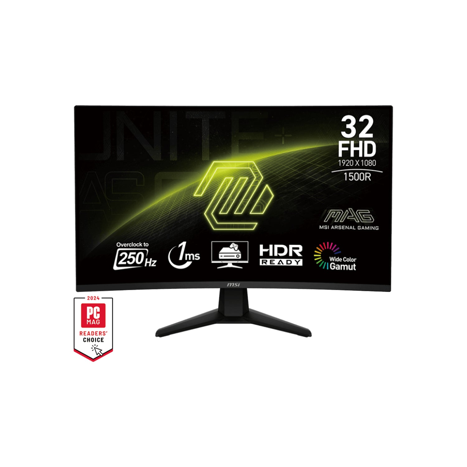MSI MAG 32C6X 32-Inch FHD - VA Panel Curve Gaming Monitor, 250Hz Refresh Rate, Adaptive-Sync Technology and Less Blue Light With AI Vision, 2x HDMI / Display Port