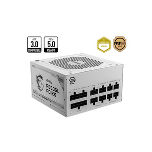 MSI MAG 850W Power Supply 80+Gold Fully Modular - Fluid Dynamic Bearing With PCle Gen 5.0 Ready - White/Black