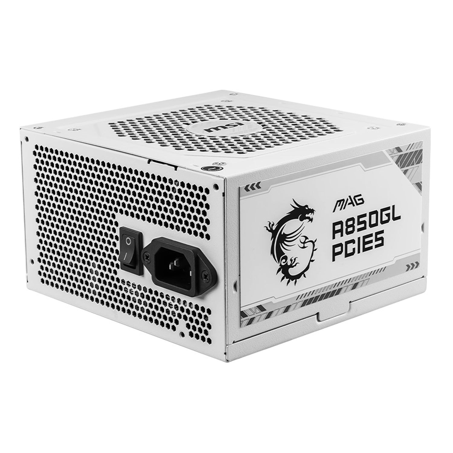 MSI MAG 850W Power Supply 80+Gold Fully Modular - Fluid Dynamic Bearing With PCle Gen 5.0 Ready - White/Black