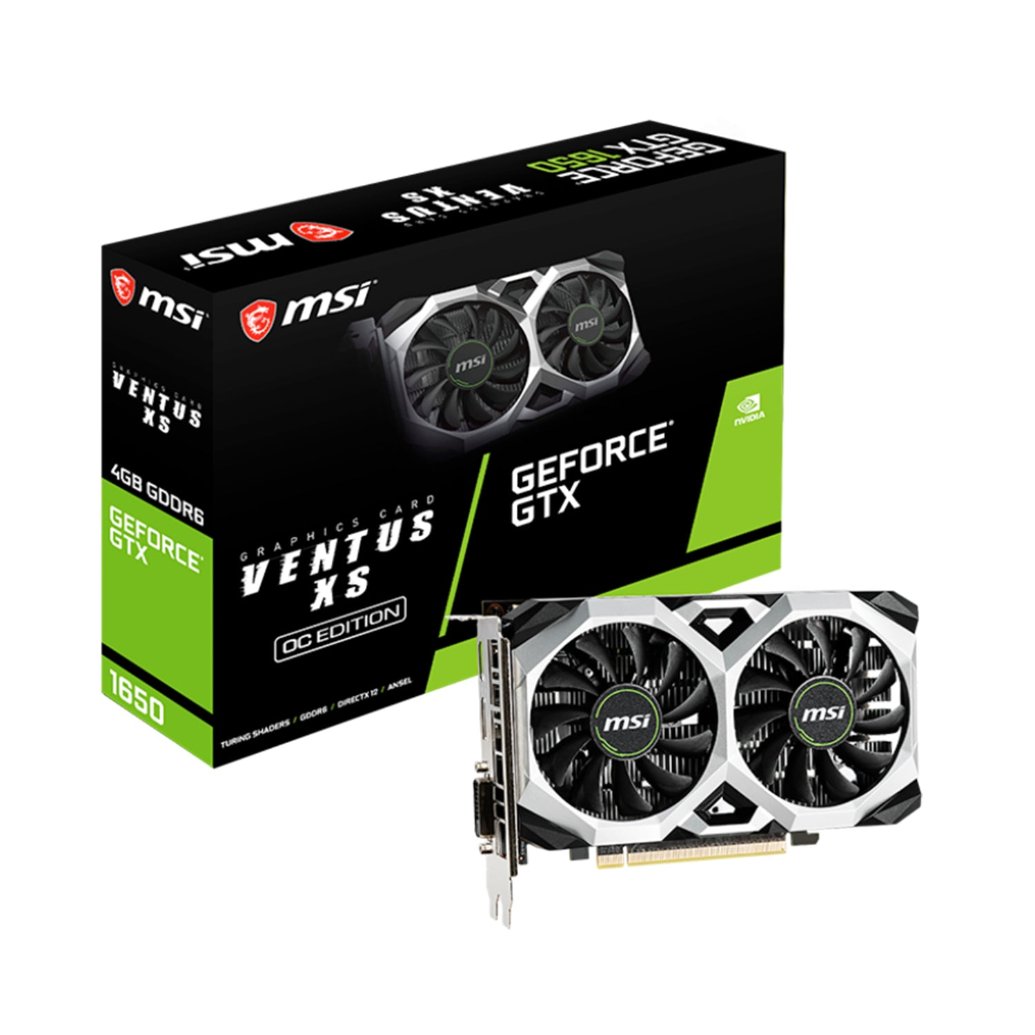 MSI GeForce GTX 1650 Graphics Card - 4GB GDDR6 - PCI Express 3.0 Video Card - HDMI, DP, DVI (GTX 1650 D6 VENTUS XS OC)