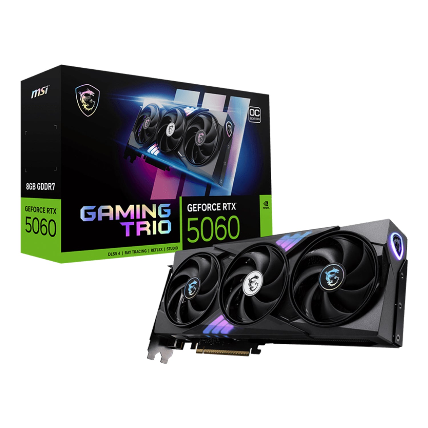 MSI GeForce RTX 5060 8G GAMING TRIO OC Graphics Card, 8GB GDDR7, 128-Bit Memory, TRI FROZR 4 THERMAL DESIGN With Air Antegrade Fin 2.0 - (G5060-8GTC)