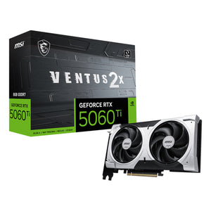 MSI GeForce RTX 5060 Ti 8G VENTUS 2X PLUS Graphics Card, 8GB GDDR7, 128-Bit Memory, Dual-Fan Thermal Design With STORMFORCE Fan, 3x Display Port / HDMI - (G506T-8V2P)