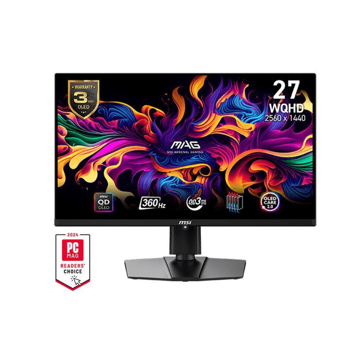 MSI MAG 271QPX QD-OLED 27" (WQHD) Flat Curvature Monitor - 360Hz Refresh Rate, QD-OLED Panel,  Anti-Reflection Frameless Design With, 2x HDMI / Display Port