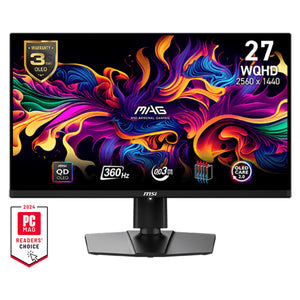 MSI MAG 271QPX QD-OLED 27" (WQHD) Flat Curvature Monitor - 360Hz Refresh Rate, QD-OLED Panel,  Anti-Reflection Frameless Design With, 2x HDMI / Display Port