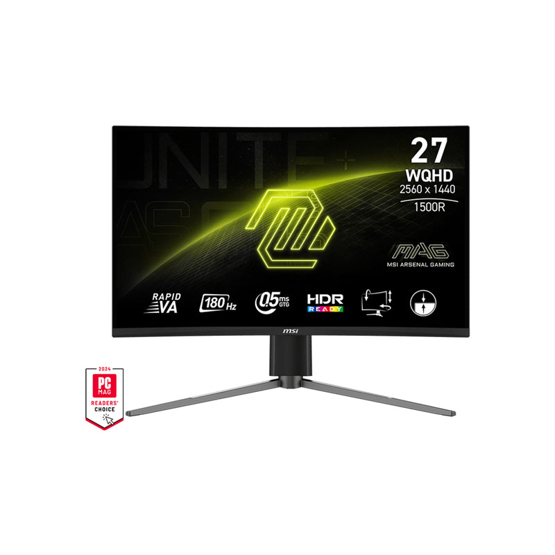 MSI MAG 27CQ6PF 27-Inch WQHD (2560x1440) Rapid VA Curved Gaming Monitor - 180Hz Refresh Rate, Adaptive-Sync Technology With Night Vision, 2x HDMI / Display Port