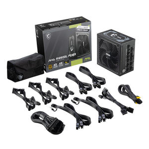 MSI 1250W Power Supply 80+Gold Fully Modular - Fluid Dynamic Bearing With PCle Gen 5.1 Ready (MAG A1250GL PCIE5)