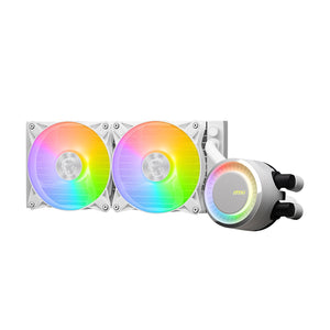 MSI MAG CoreLiquid E240 CPU Liquid Cooler - ARGB Fan Lighting With 240 mm Radiator Size, Water Cooling Tube Material - White