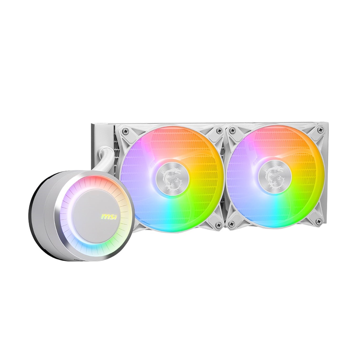 MSI MAG CoreLiquid E240 CPU Liquid Cooler - ARGB Fan Lighting With 240 mm Radiator Size, Water Cooling Tube Material - White