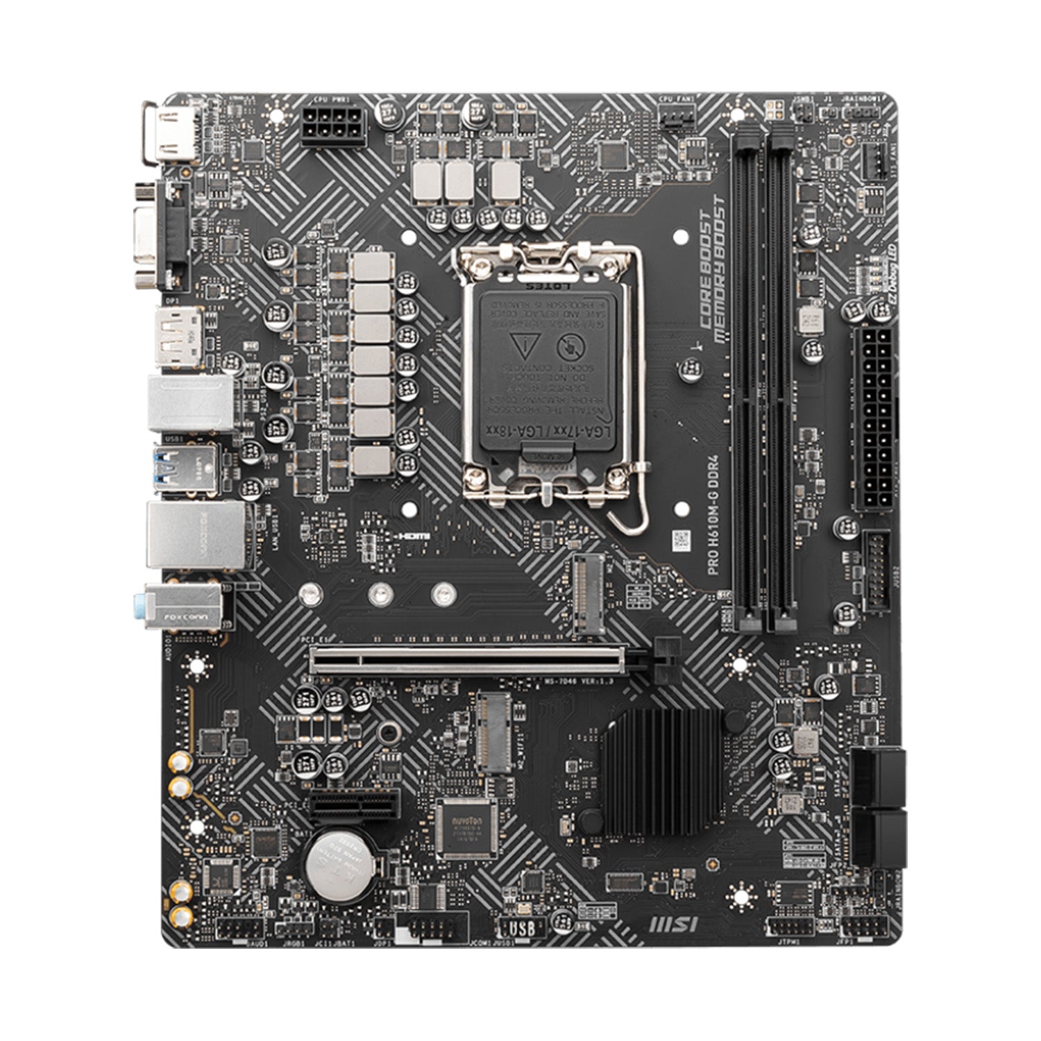 MSI PRO H610M-G DDR4 for Gaming and Professional Computing - Intel H610 SATA 6Gb/s, LGA 1700, M.2 Slots, PCIe 4.0, HDMI, Display port, VGA, Micro ATX Motherboard