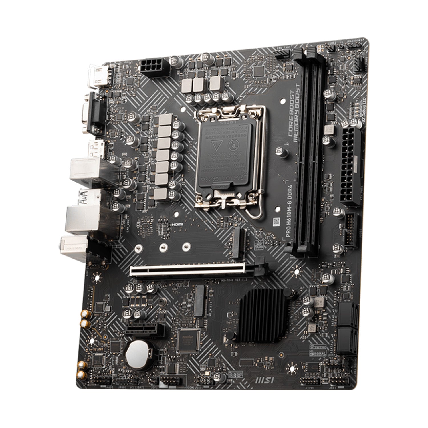 MSI PRO H610M-G DDR4 for Gaming and Professional Computing - Intel H610 SATA 6Gb/s, LGA 1700, M.2 Slots, PCIe 4.0, HDMI, Display port, VGA, Micro ATX Motherboard