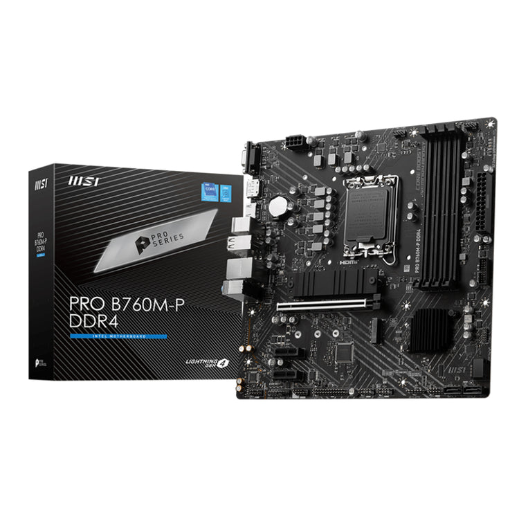 MSI PRO B760M-P DDR4 Series Professional Motherboard (Supports 12th/13th/14th Gen Intel Processors/ B760 Chipset/ LGA 1700 Socket/ PCIe 4.0 x16/ M.2 Slots/ Micro ATX) HDMI, Display port