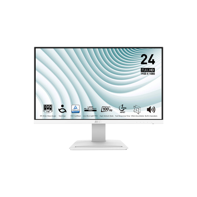 MSI Pro MP243XW Series Business Productivity Monitor - 24 Inch FHD Anti-Flicker Technology With Less Blue Light, 100Hz Refresh Rate, Built-in Speakers, HDMI / Display Port