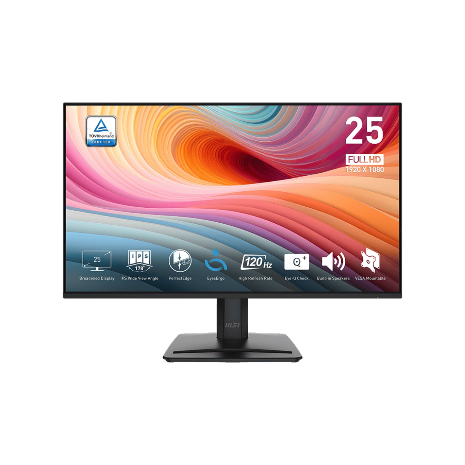 MSI PRO MP251 E2 Business Productivity Monitor - 24.5 Inch FHD Anti-Flicker Technology With EyesErgo Tech, 120Hz Refresh Rate, Built-in Speakers, HDMI / Display Port