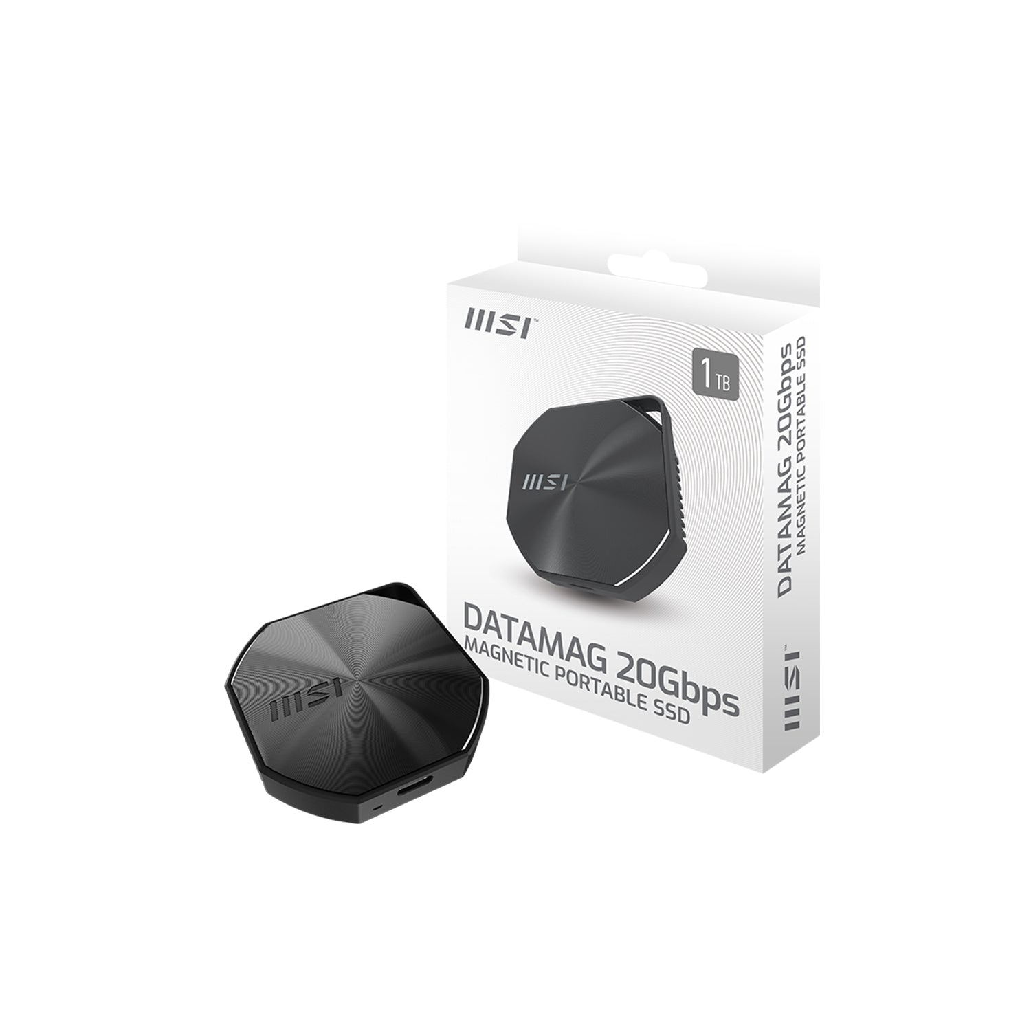 MSI DATAMAG 20 Gbps 1TB External Storage Magnetic Portable SSD - R/W Speed Up to 1600/1500 MB/s - Reliable Storage for Gaming, Students, Professionals (DATAMAG1TB)