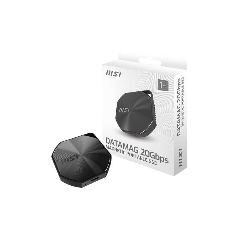 MSI DATAMAG 20 Gbps 1TB External Storage Magnetic Portable SSD - R/W Speed Up to 1600/1500 MB/s - Reliable Storage for Gaming, Students, Professionals (DATAMAG1TB)