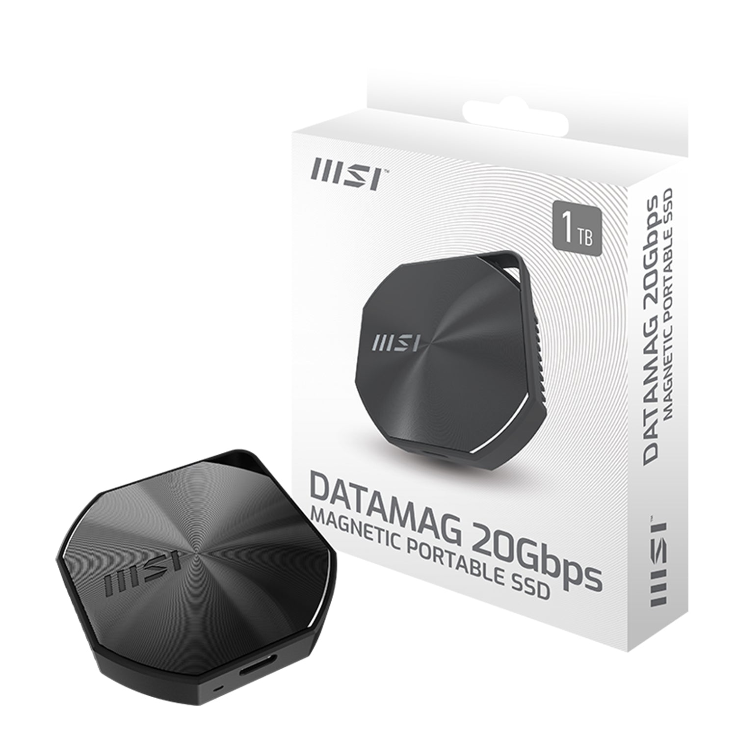 MSI DATAMAG 20 Gbps 1TB External Storage Magnetic Portable SSD - R/W Speed Up to 1600/1500 MB/s - Reliable Storage for Gaming, Students, Professionals (DATAMAG1TB)