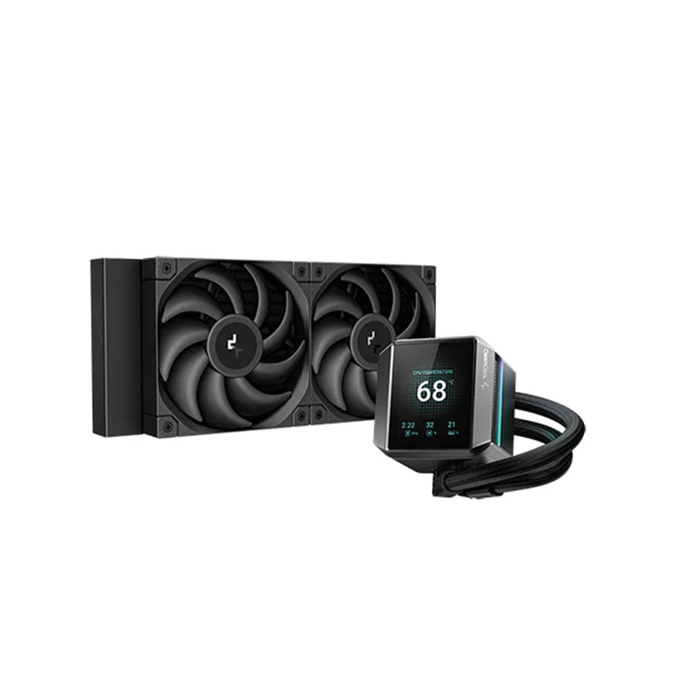 DEEPCOOL MYSTIQUE 240 Liquid CPU cooler - Fluid Dynamic Bearing and 2.8" TFT LCD screen With Anti-Leak Technology - Black (R-LX550-BKDSNC-G-1)